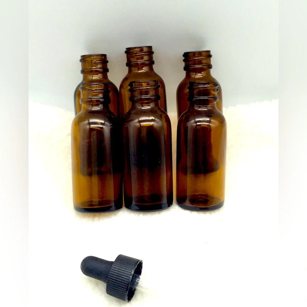 - Amber glass 1.fl.ozs bottles new 6 pk bundle.